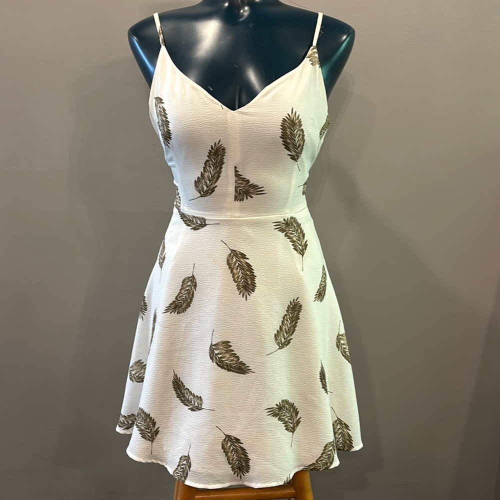Dynamite medium cream dress with feather print